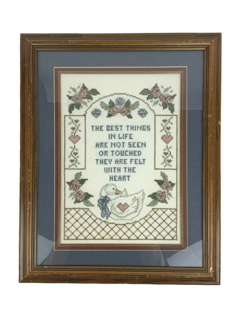 Framed Cross Stitch Art The Best Things In Life 20x16 Wood Frame
